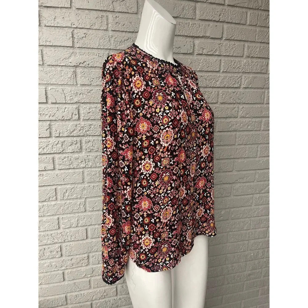 LOFT Petite Floral Long Sleeve Blouse Size XSP